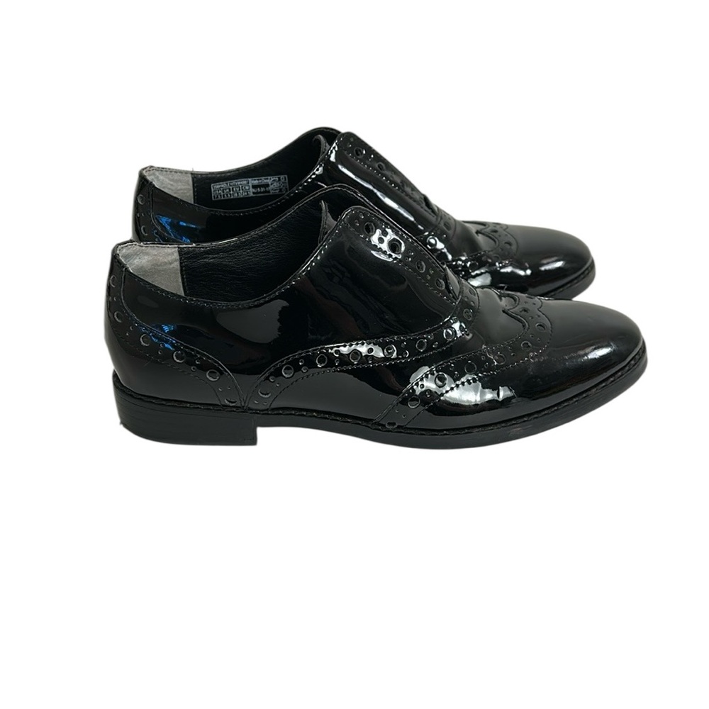Vionic Size 7.5 Hadley Wingtip Brogue Academia Black Patent Leather Oxfords